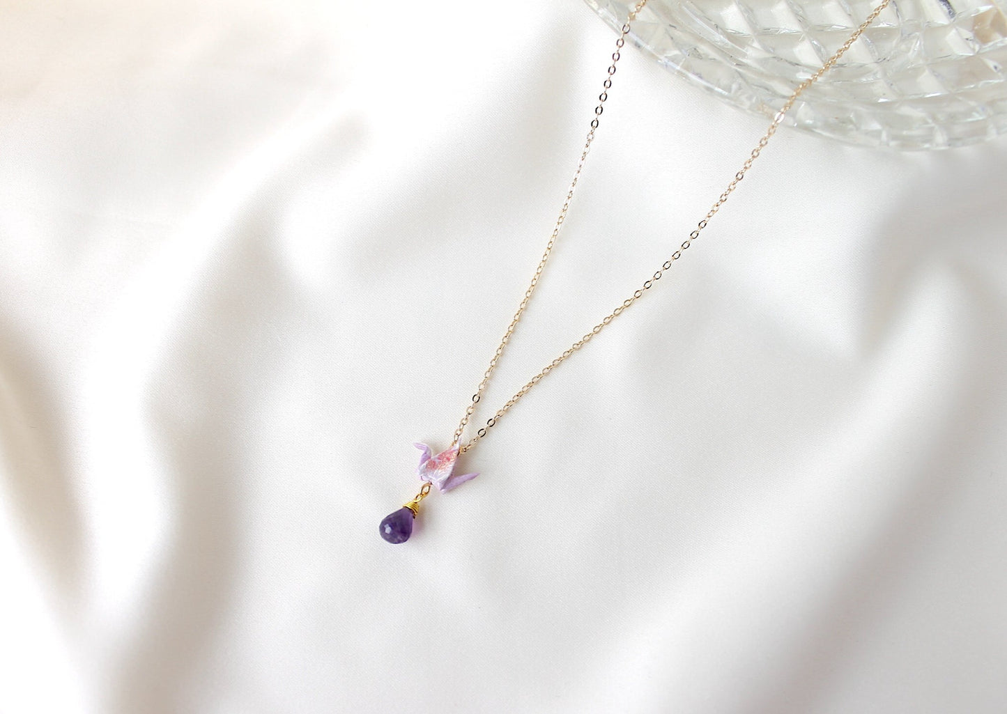 Crane Necklace - VIOLET- 14K Gold Filled