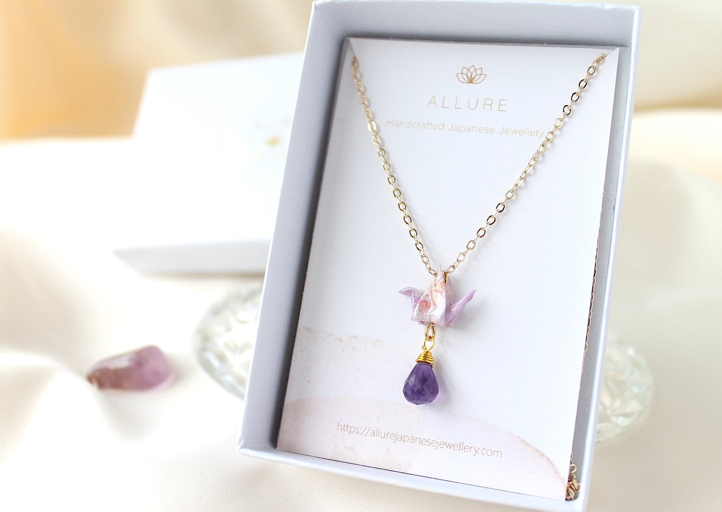 Crane Necklace - VIOLET- 14K Gold Filled