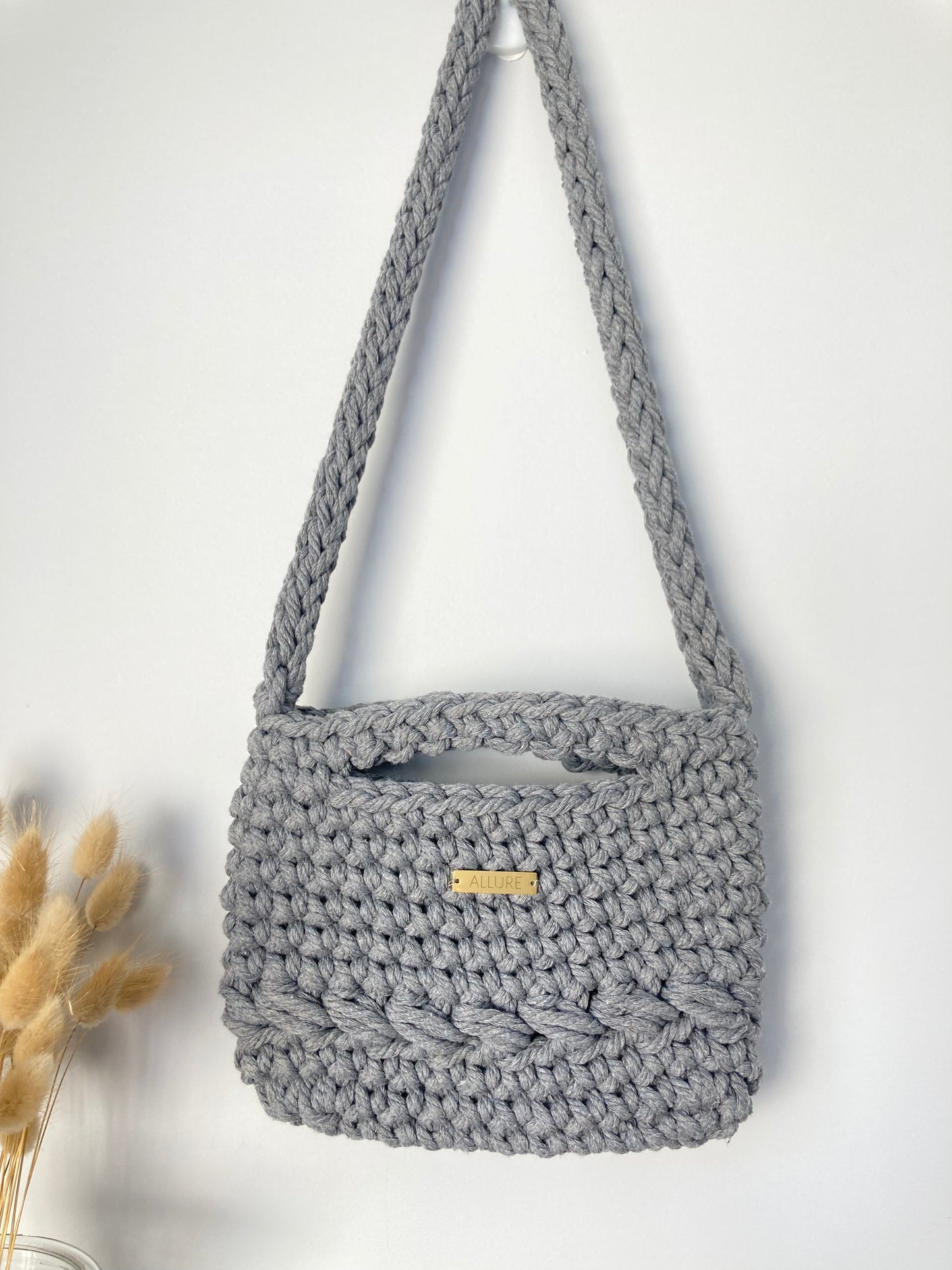 Hand Crocheted Crossbody Bag Made of Cotton Threads