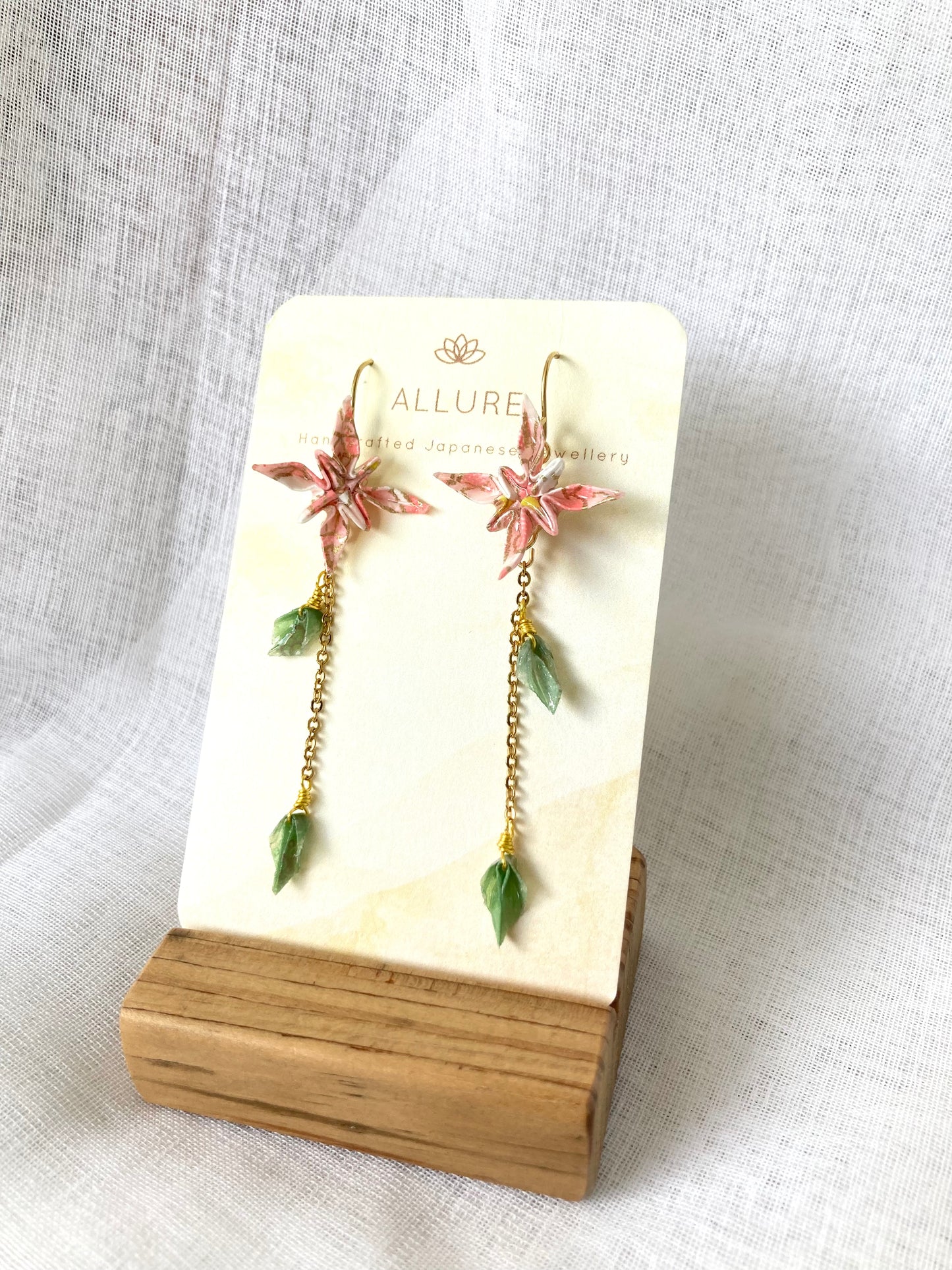 Origami Flower Earrings in 14K Gold Filled - Pink-