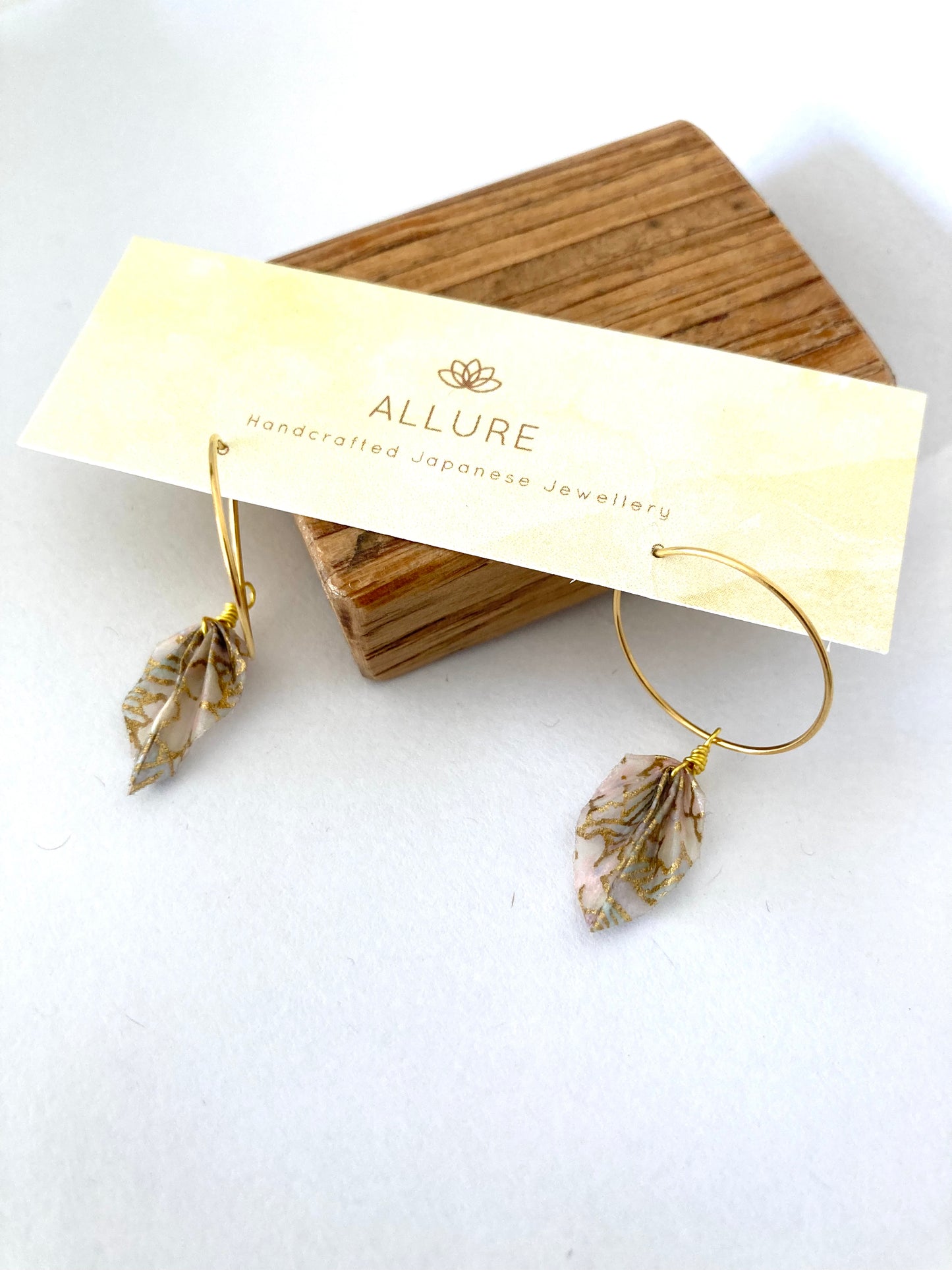 Origami Leaf Earrings with Hoop