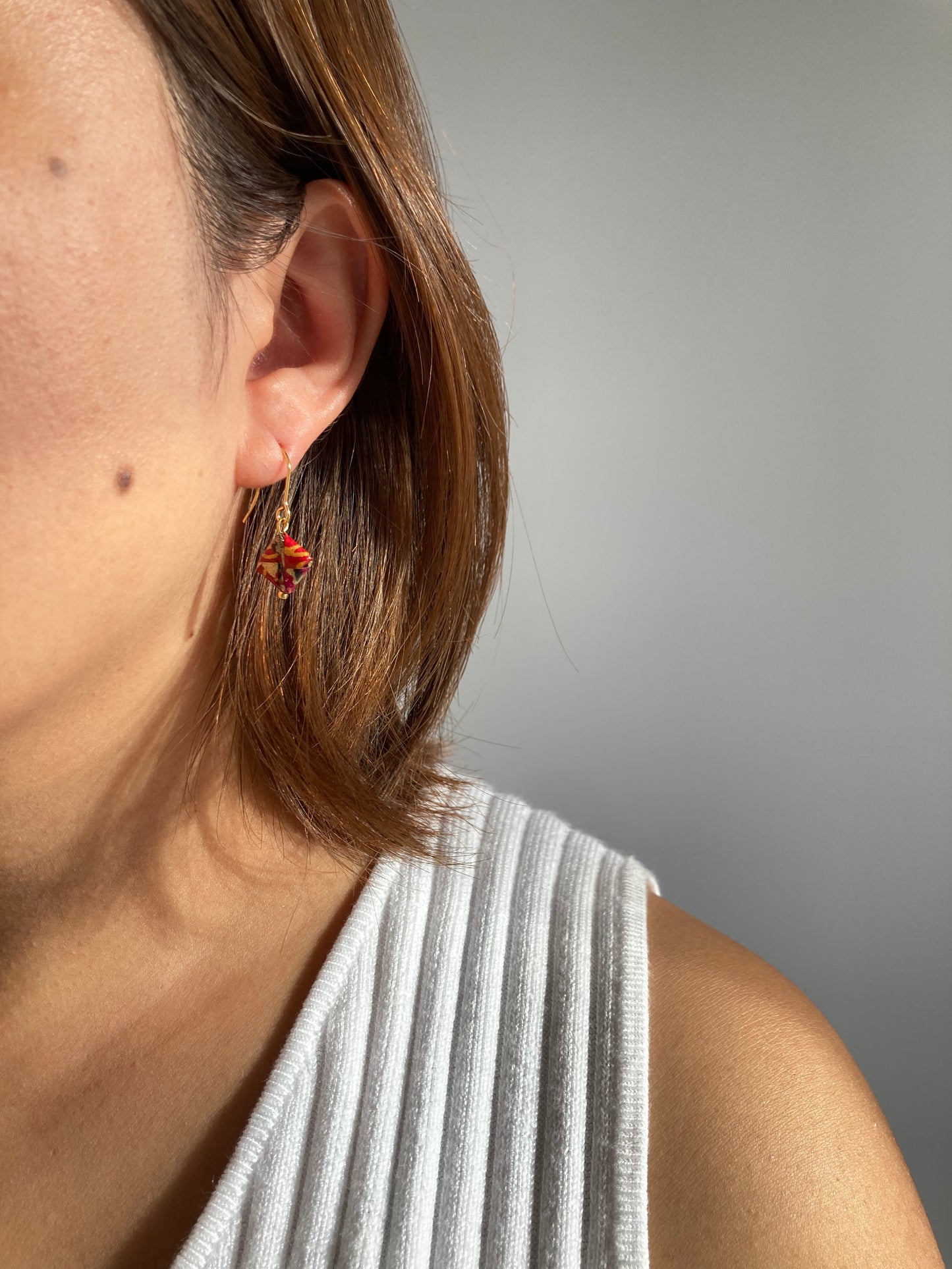 Origami Square Earrings, Plum