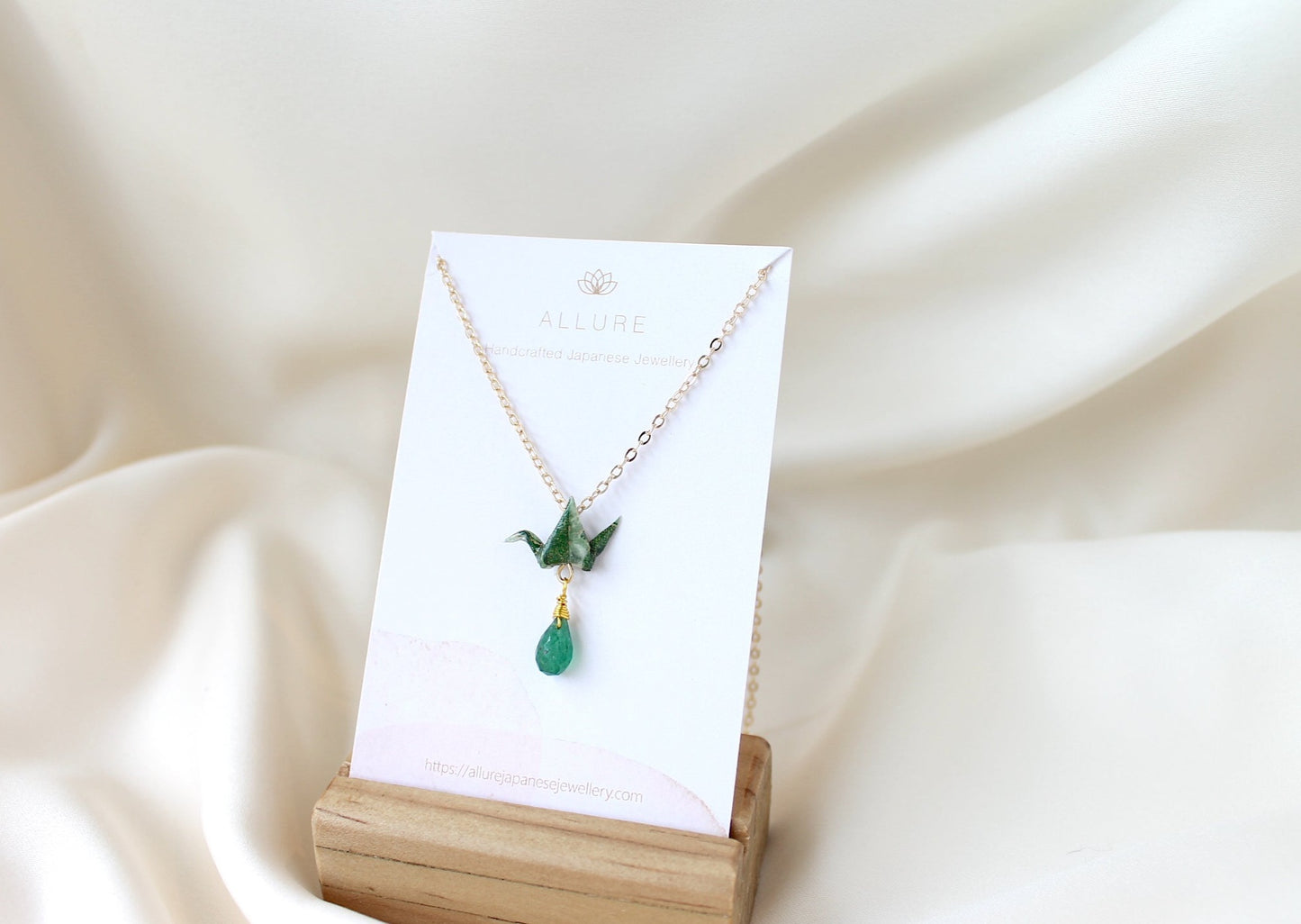 Crane Necklace - OLIVE- 14K Gold Filled