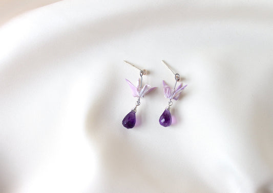 Crane Earrings - VIOLET- Sterling Silver