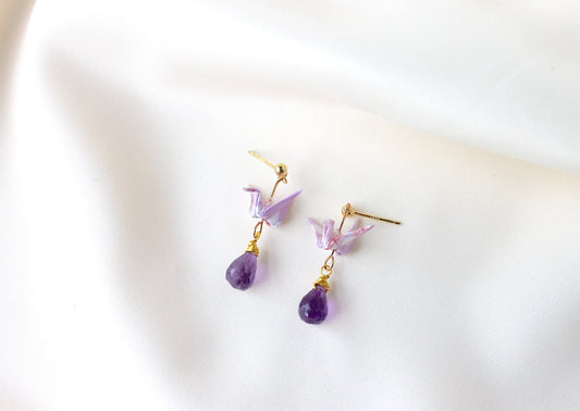 Crane Earrings - VIOLET- 14k Gold Filled