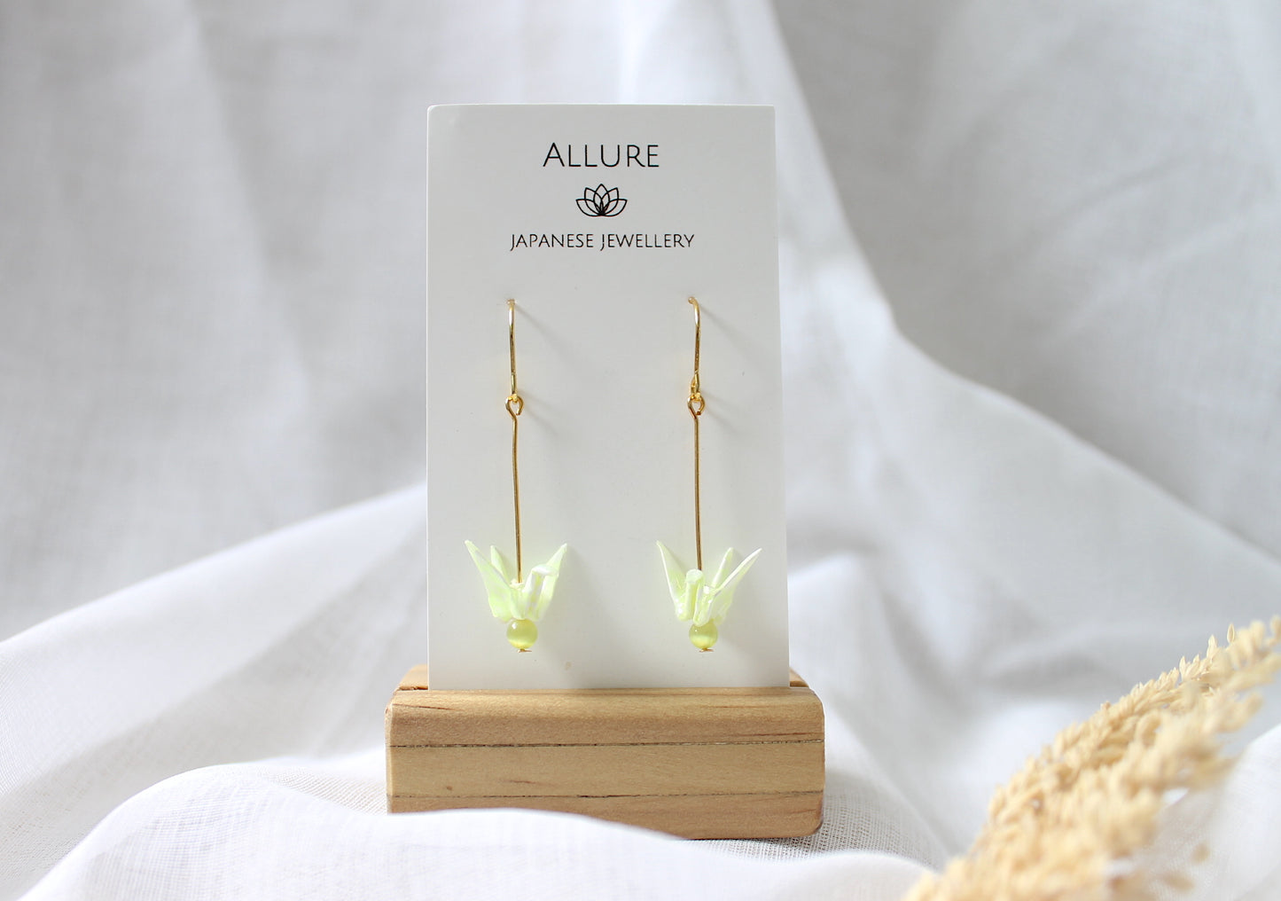 Origami Crane Earrings -Lemon- Hypoallergenic Metal