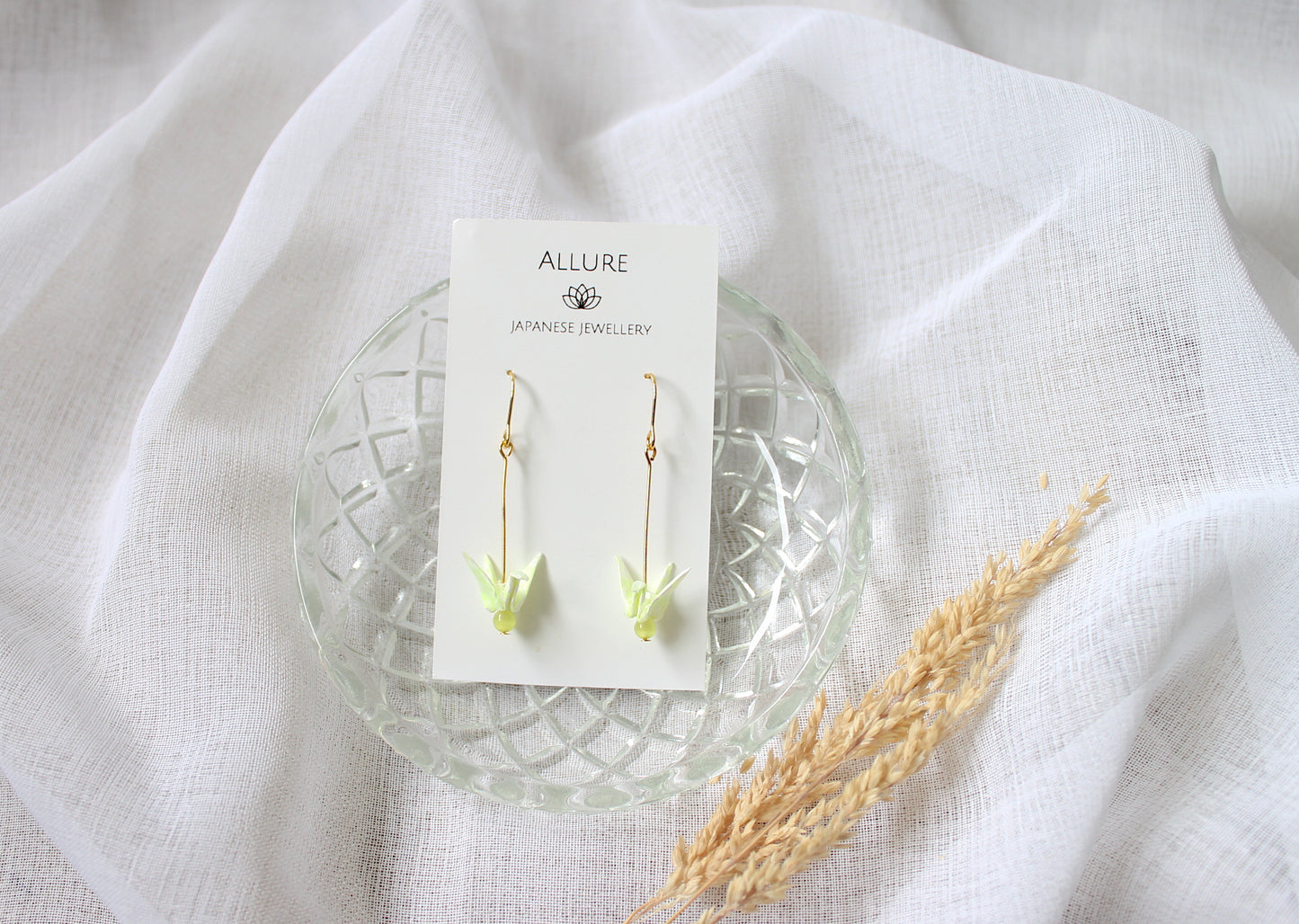 Origami Crane Earrings -Lemon- Hypoallergenic Metal