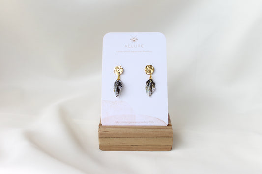 Leaf Earrings - Metal plate studs