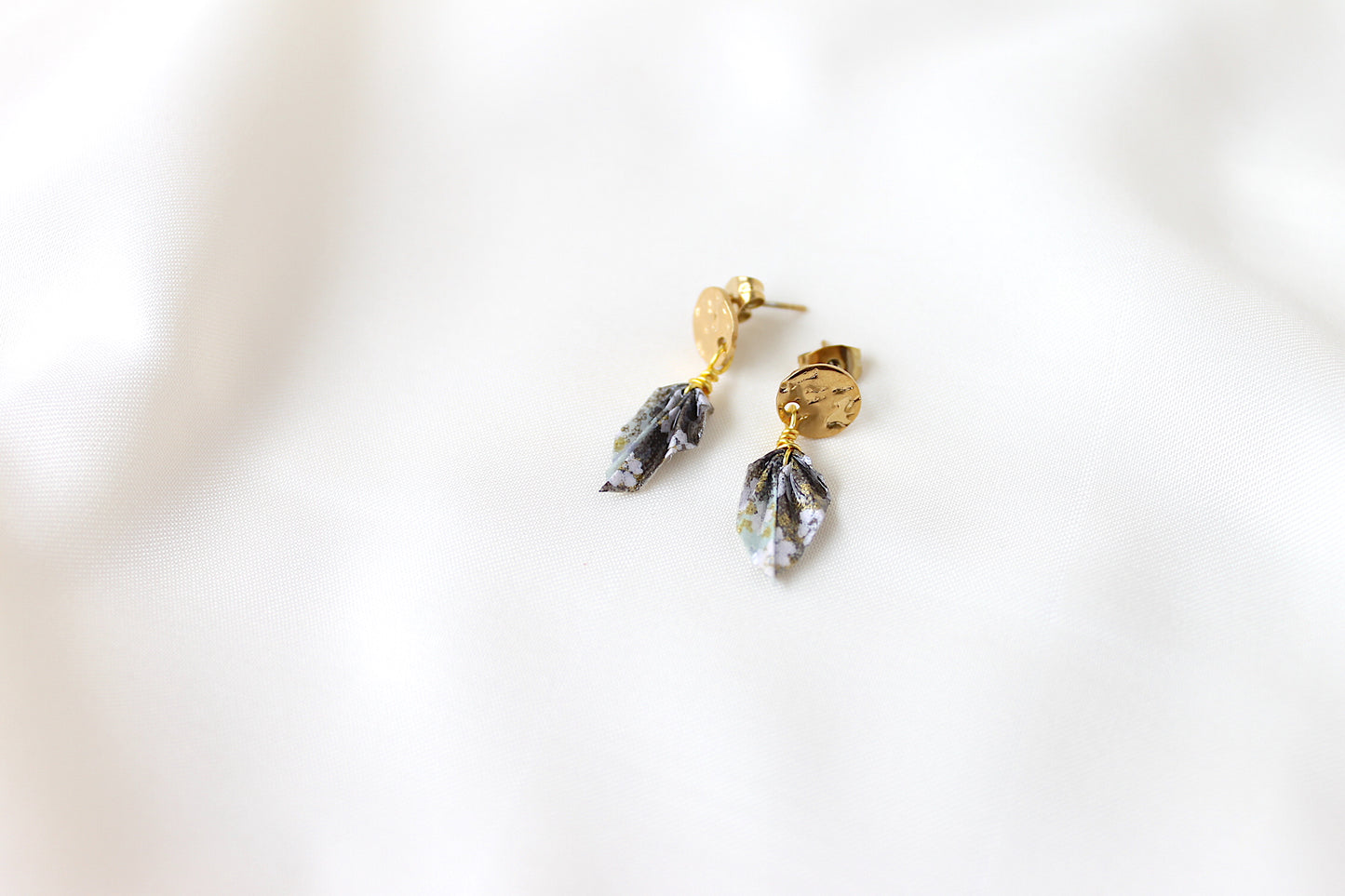 Leaf Earrings - Metal plate studs