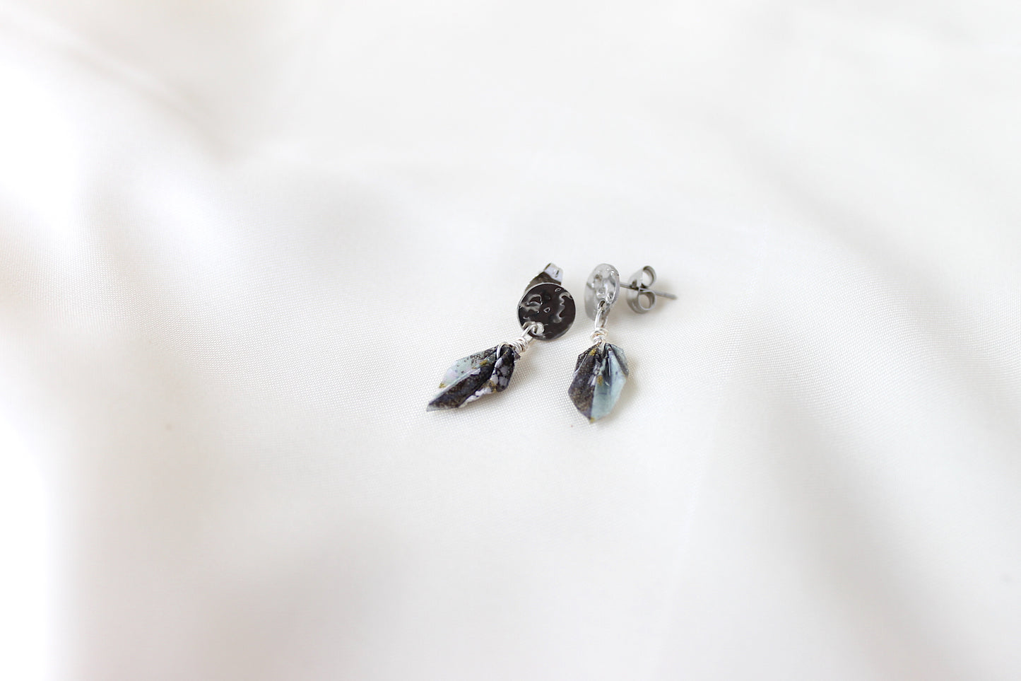 Leaf Earrings - Metal plate studs