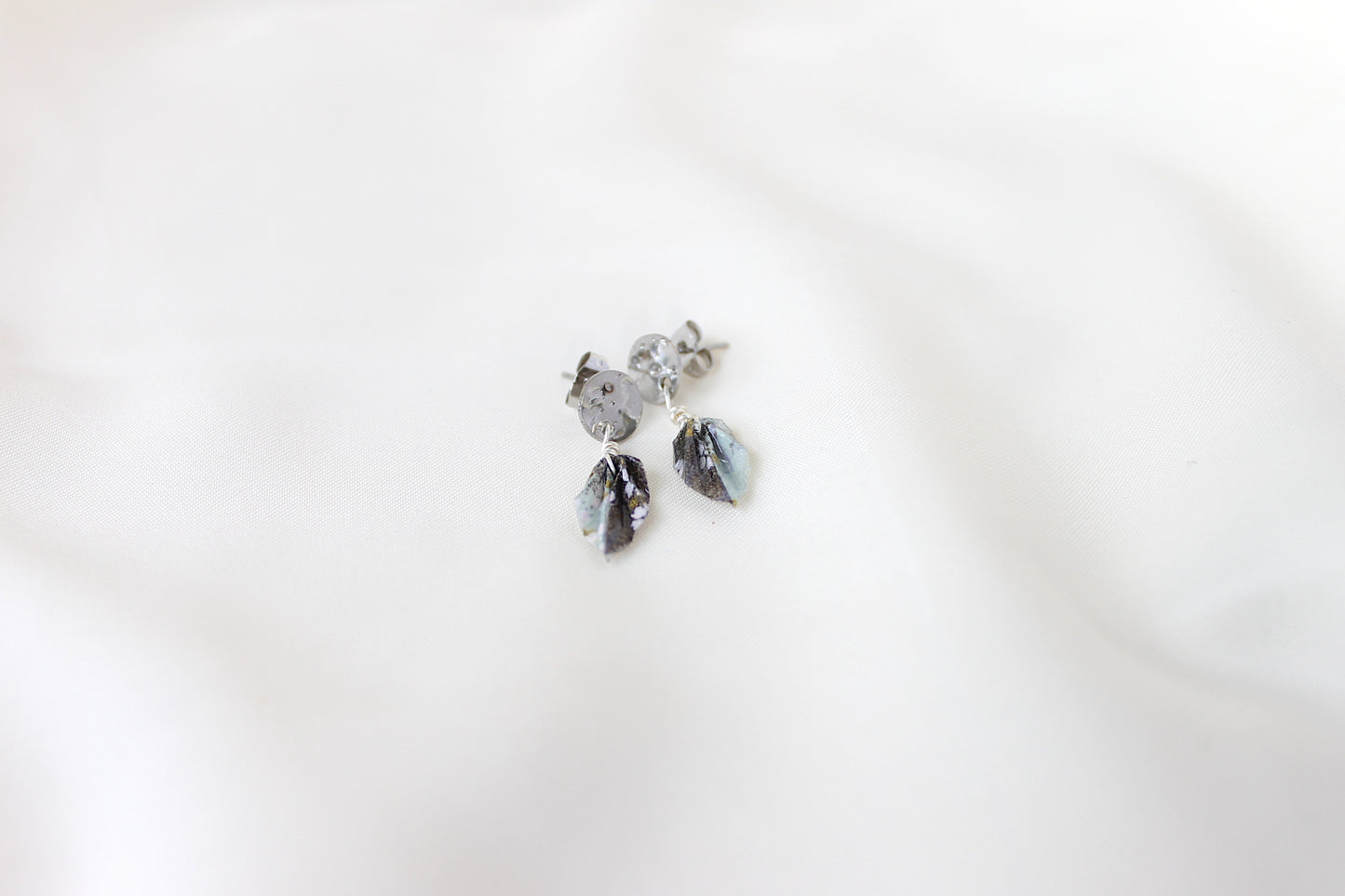 Leaf Earrings - Metal plate studs