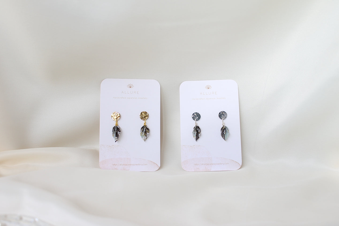 Leaf Earrings - Metal plate studs