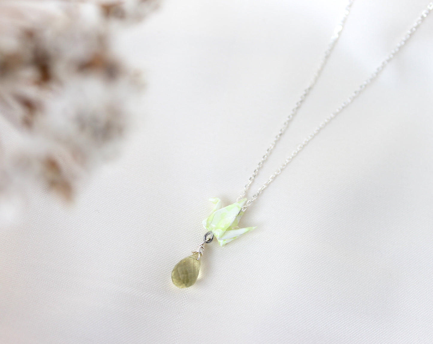 Crane Necklace - LEMON- Sterling Silver