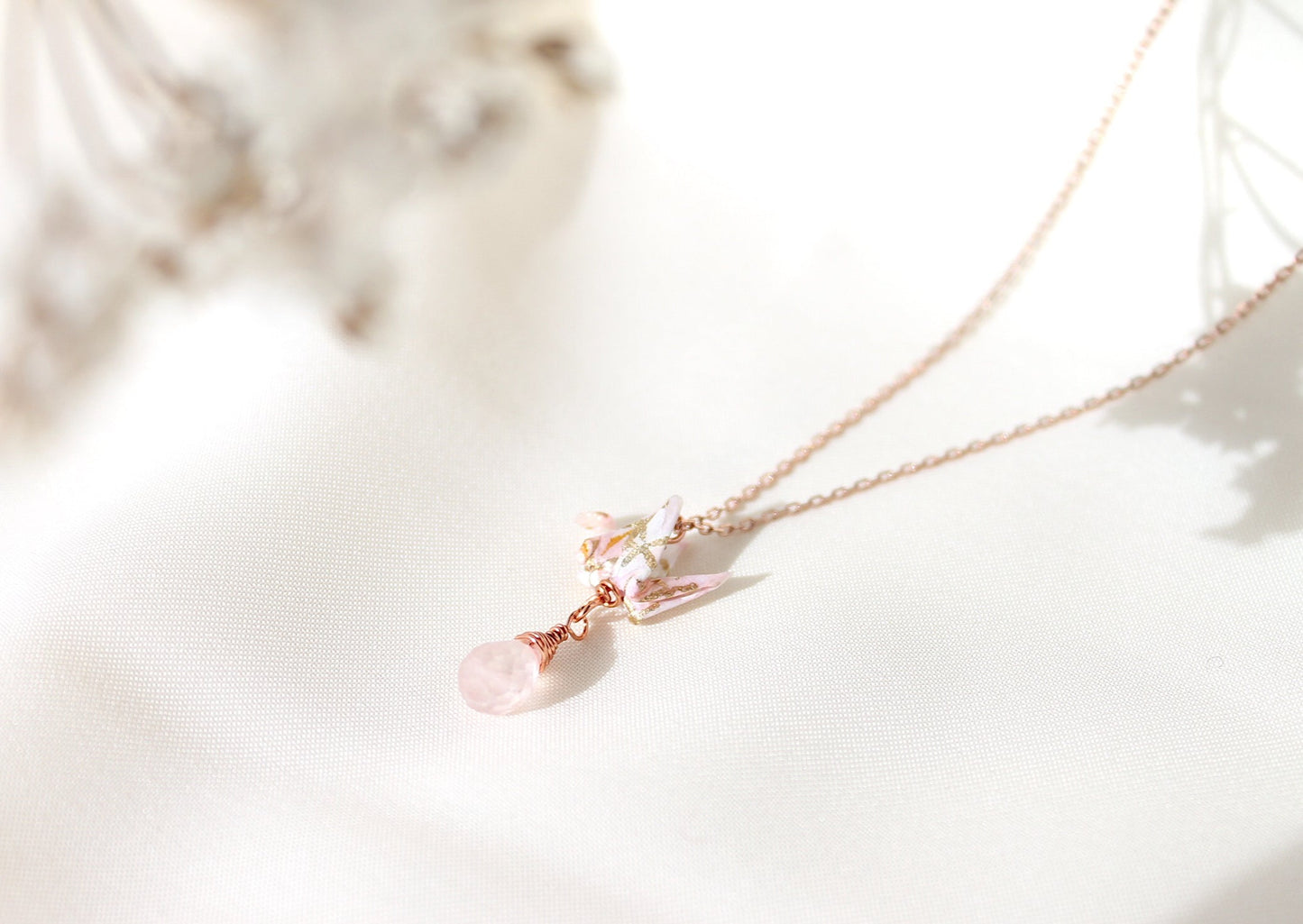 Crane Necklace - ROSE- Rose Gold