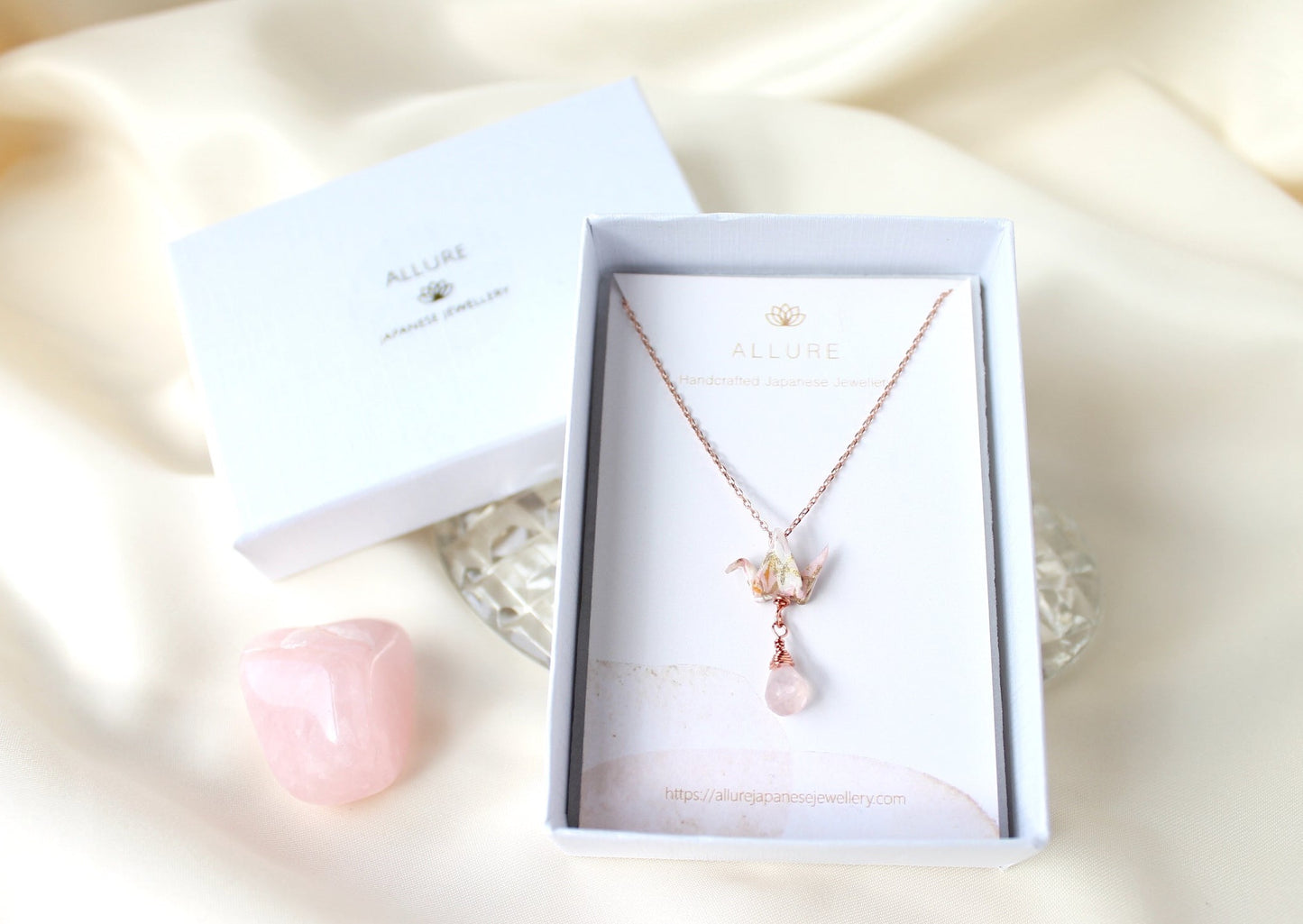 Crane Necklace - ROSE- Rose Gold