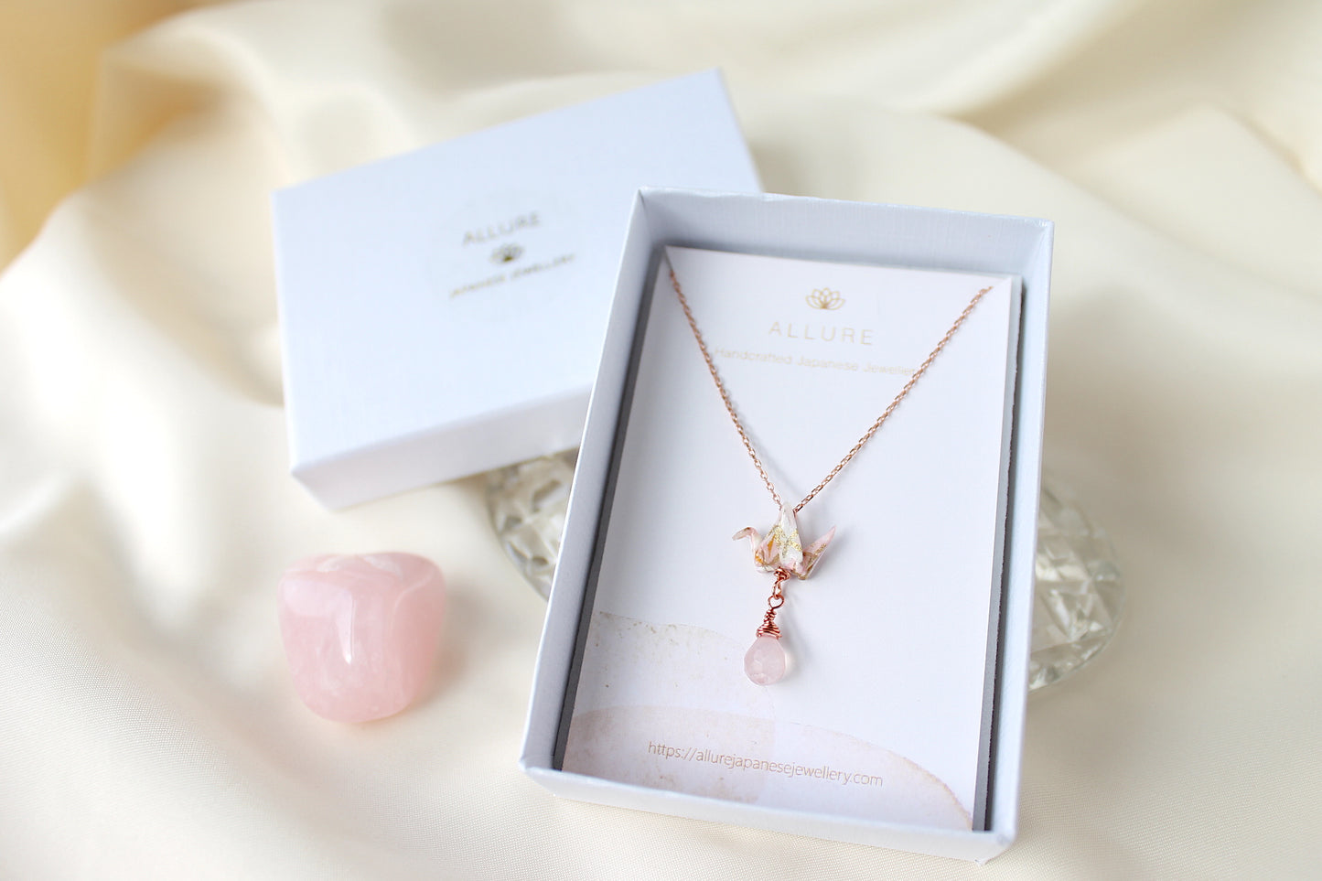 Crane Necklace - ROSE- Rose Gold