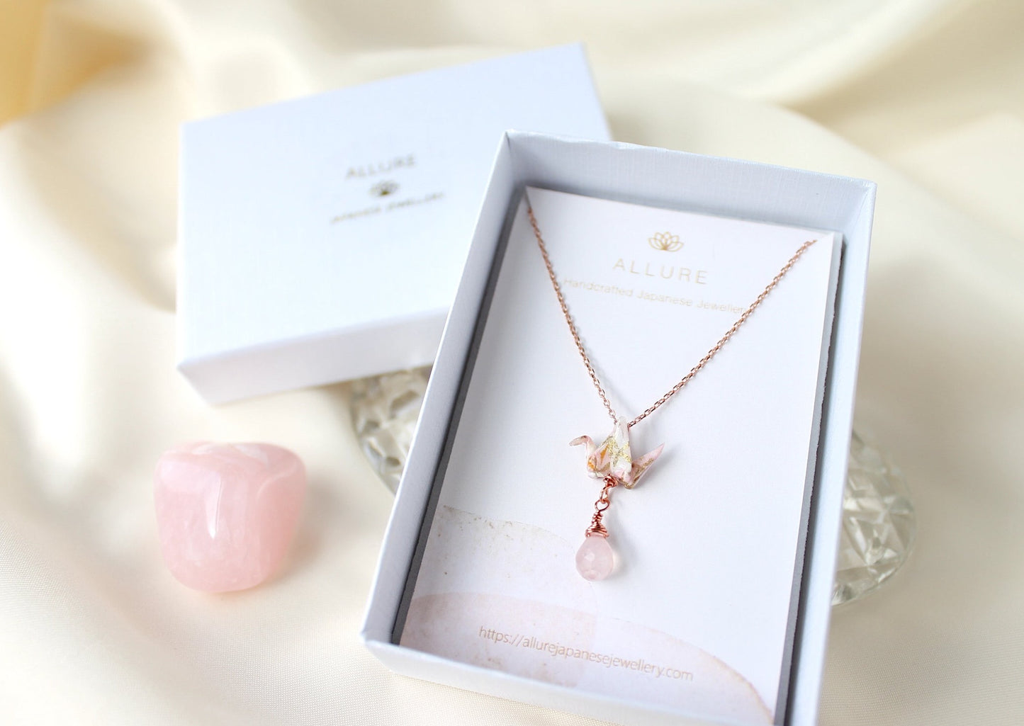 Crane Necklace - ROSE- Rose Gold