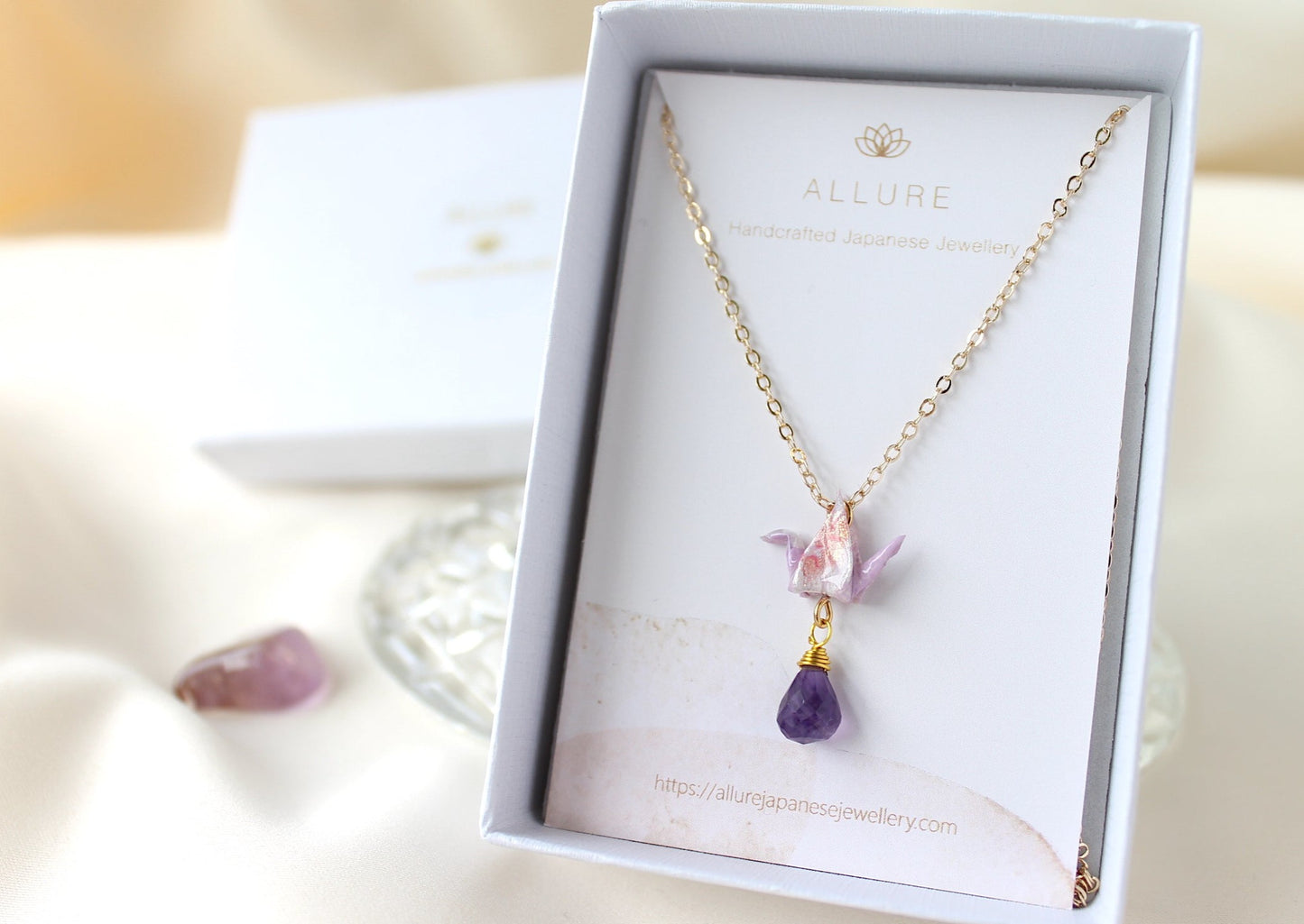 Crane Necklace - VIOLET- 14K Gold Filled