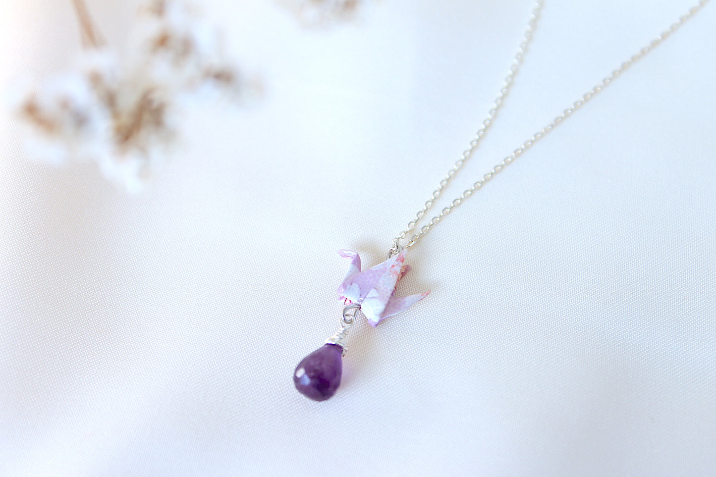 Crane Necklace - VIOLET- Sterling Silver