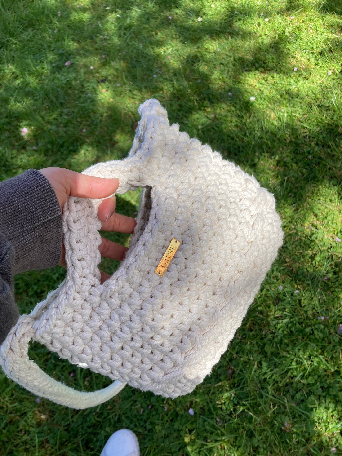 Hand Crocheted Crossbody Bag Made of Cotton Threads