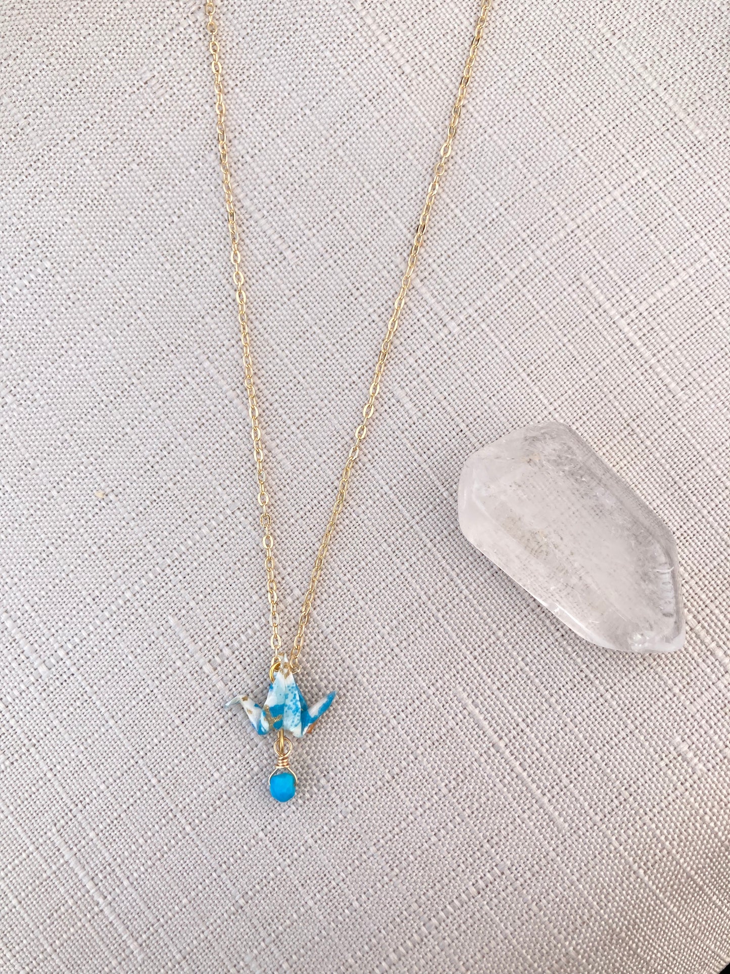 Crane Necklace - Turquoise- 14k gold fill